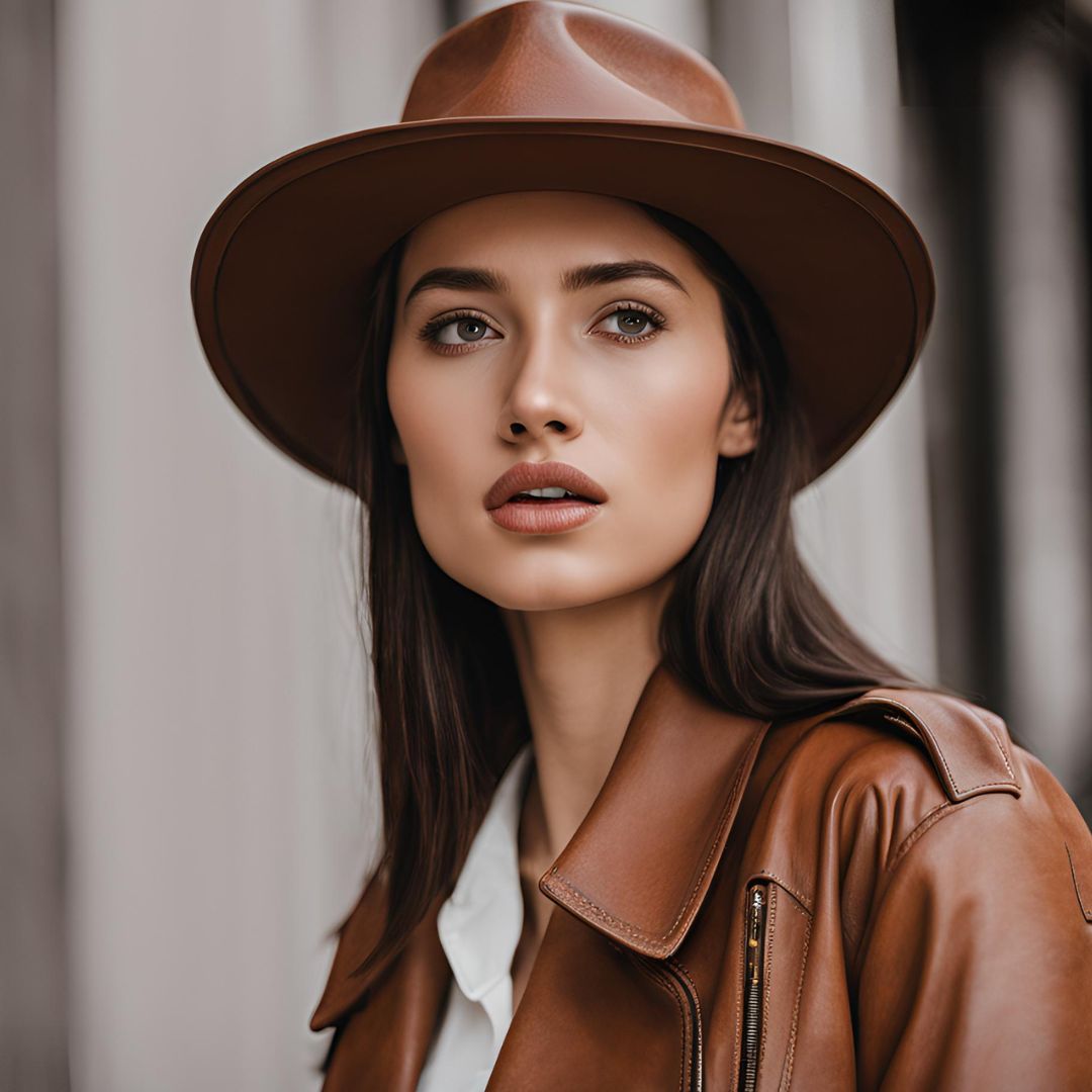 shop brown leather hat